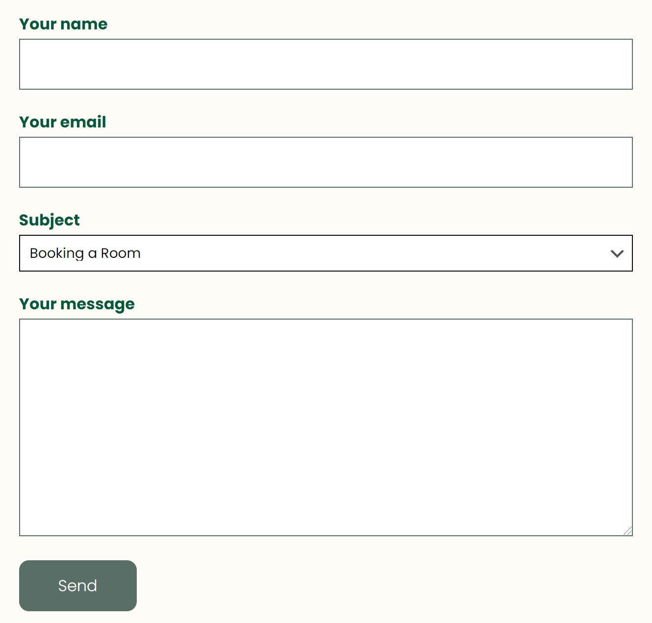 Added a dropdown for the subject input box on the contact form.